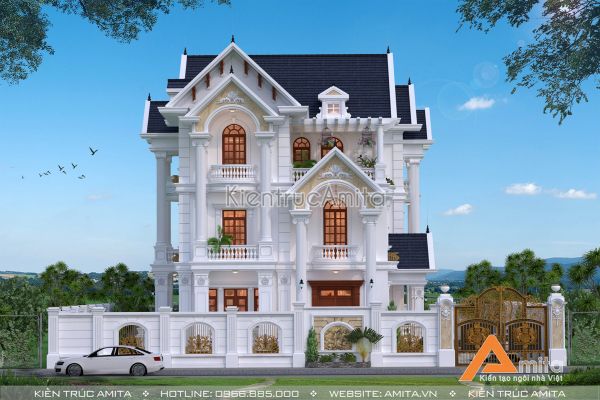 Mẫu biệt thự tân cổ điển 3 tầng đẹp (CĐT: Bà Bình - Long An) BT32290