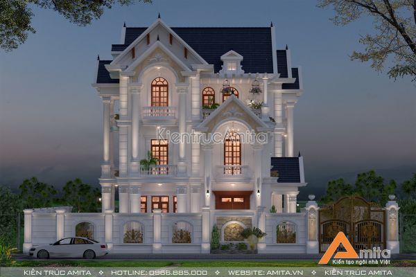 Mẫu biệt thự tân cổ điển 3 tầng đẹp (CĐT: Bà Bình - Long An) BT32290