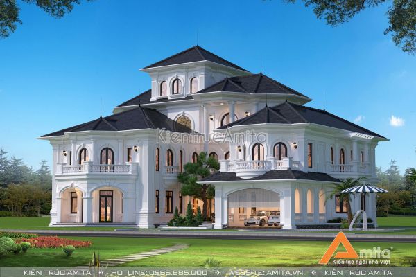 Khám phá mẫu nhà biệt thự mái thái đẹp mê hồn BT32321