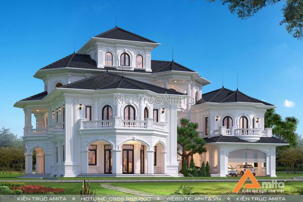 Khám phá mẫu nhà biệt thự mái thái đẹp mê hồn BT32321