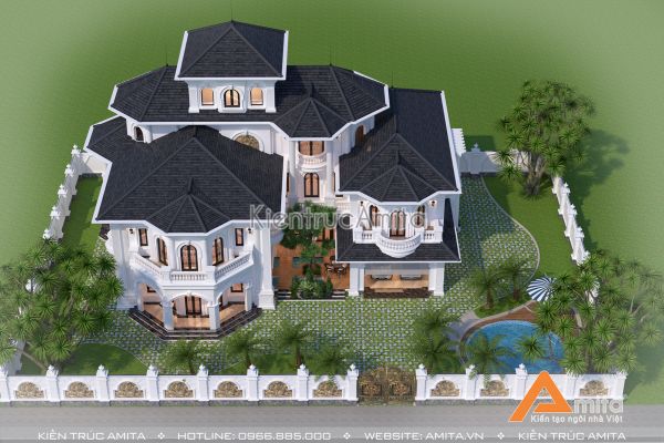 Khám phá mẫu nhà biệt thự mái thái đẹp mê hồn BT32321