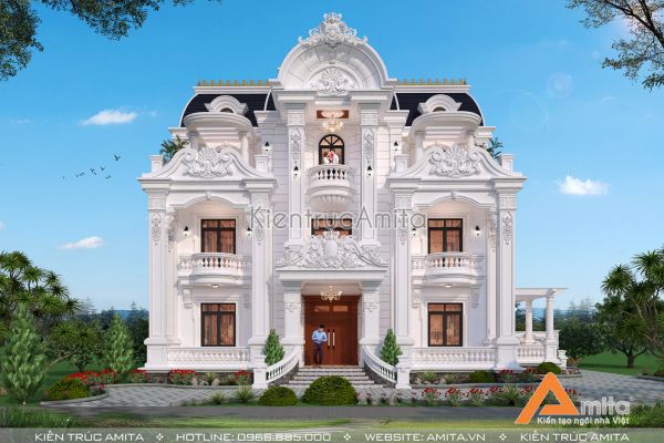 Thiết kế biệt thự tân cổ điển Pháp 3 tầng cực ấn tượng BT32325