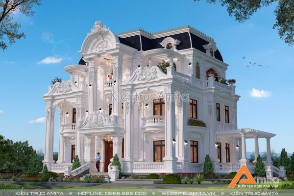 Thiết kế biệt thự tân cổ điển Pháp 3 tầng cực ấn tượng BT32325