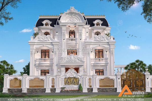 Thiết kế biệt thự tân cổ điển Pháp 3 tầng cực ấn tượng BT32325