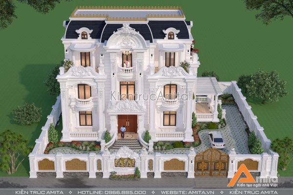 Thiết kế biệt thự tân cổ điển Pháp 3 tầng cực ấn tượng BT32325