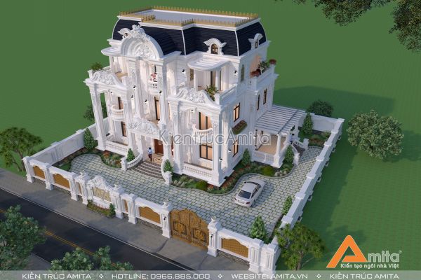 Thiết kế biệt thự tân cổ điển Pháp 3 tầng cực ấn tượng BT32325