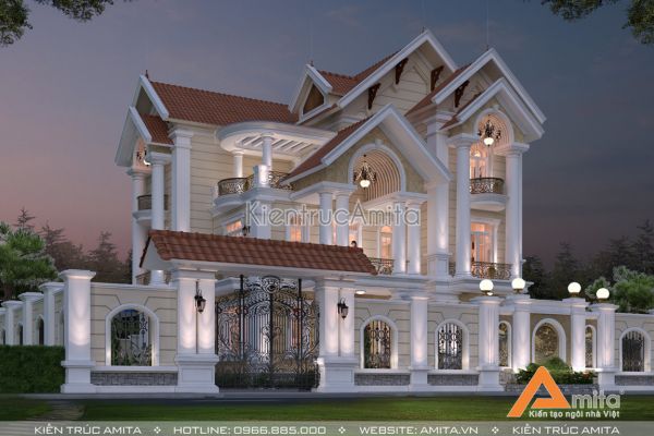 Biệt thự 3 tầng tân cổ điển mặt tiền 13m tại Hòa Bình BT32328