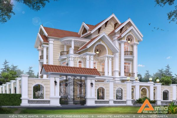 Biệt thự 3 tầng tân cổ điển mặt tiền 13m tại Hòa Bình BT32328