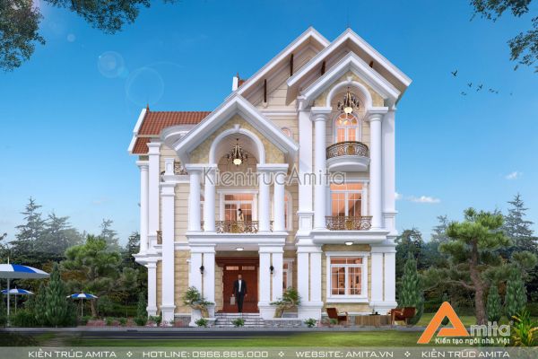 Biệt thự 3 tầng tân cổ điển mặt tiền 13m tại Hòa Bình BT32328