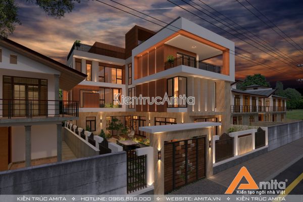 Mẫu thiết kế biệt thự hiện đại có bể bơi BT41085