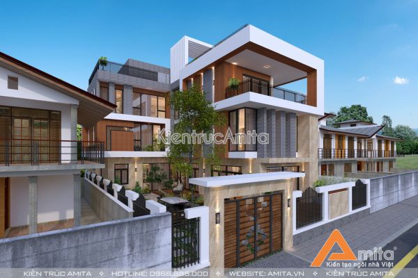 Mẫu thiết kế biệt thự hiện đại có bể bơi BT41085