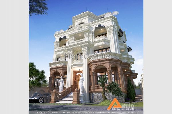 Thiết kế lâu đài dinh thự phong cách châu Âu đẹp đẳng cấp BT42228