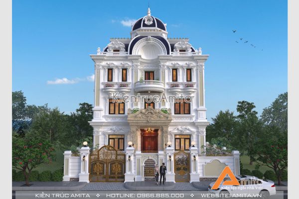 Thiết kế biệt thự lâu đài kiểu Pháp 4 tầng BT42233
