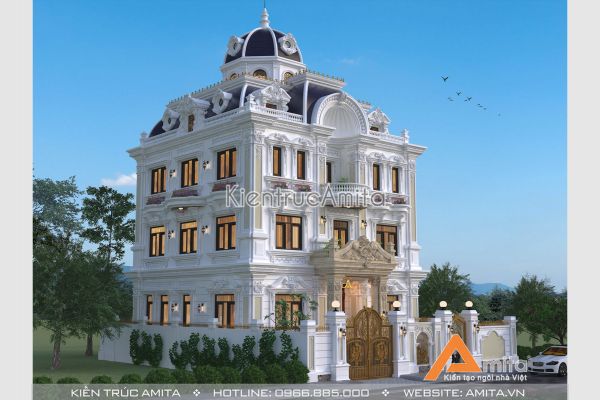 Thiết kế biệt thự lâu đài kiểu Pháp 4 tầng BT42233