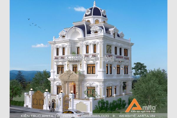 Thiết kế biệt thự lâu đài kiểu Pháp 4 tầng BT42233