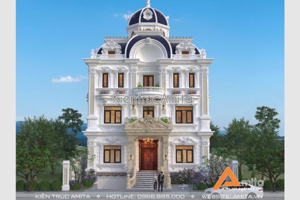 Thiết kế biệt thự lâu đài kiểu Pháp 4 tầng BT42233