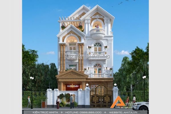 Thiết kế biệt thự 4 tầng phong cách tân cổ điển BT42236