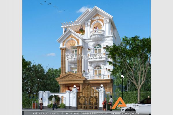 Thiết kế biệt thự 4 tầng phong cách tân cổ điển BT42236