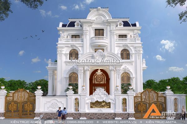 Mẫu biệt thự 4 tầng phong cách tân cổ điển BT42254