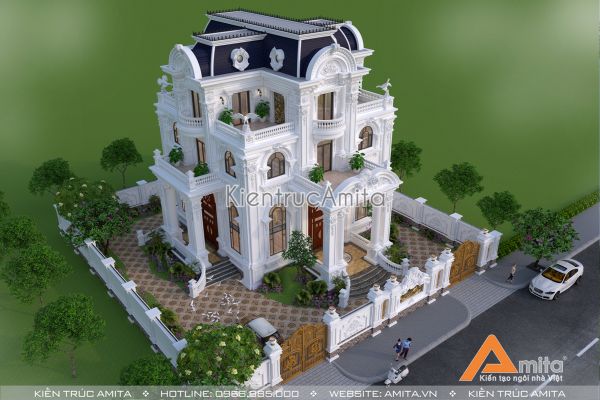 Mẫu biệt thự 4 tầng phong cách tân cổ điển BT42254