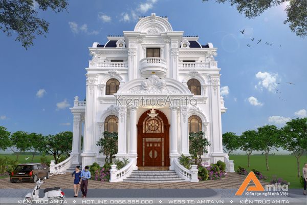 Mẫu biệt thự 4 tầng phong cách tân cổ điển BT42254