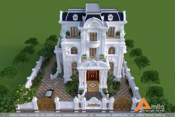 Mẫu biệt thự 4 tầng phong cách tân cổ điển BT42254