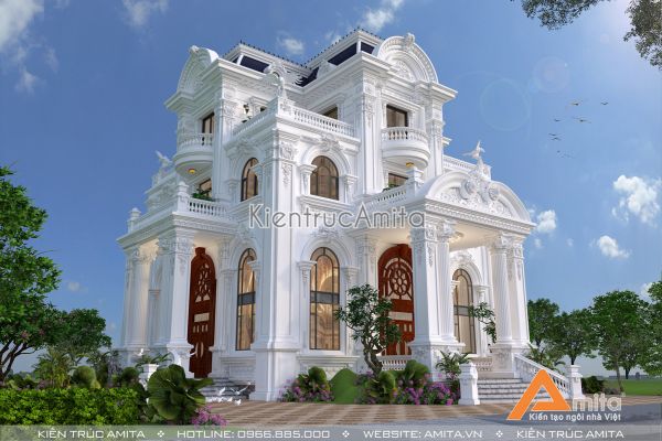 Mẫu biệt thự 4 tầng phong cách tân cổ điển BT42254