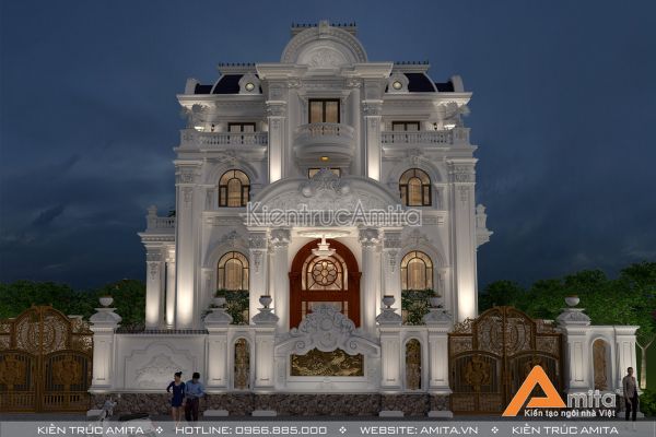 Mẫu biệt thự 4 tầng phong cách tân cổ điển BT42254