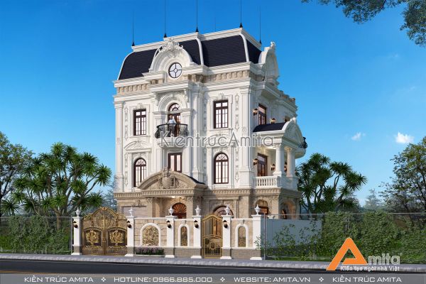 Thiết kế biệt thự 4 tầng kiến trúc Pháp BT42263