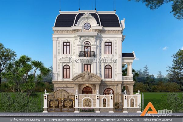 Thiết kế biệt thự 4 tầng kiến trúc Pháp BT42263