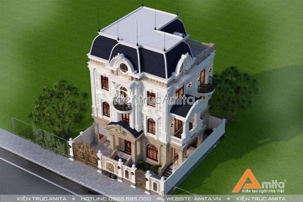 Thiết kế biệt thự 4 tầng kiến trúc Pháp BT42263