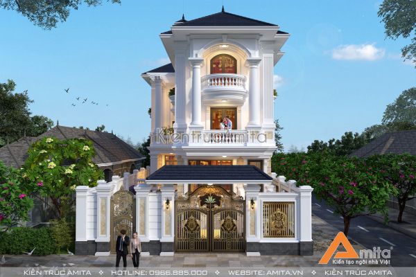 Mẫu biệt thự đẹp 4 tầng tân cổ điển (CĐT: Bà Hiền - Nghệ An) BT42265