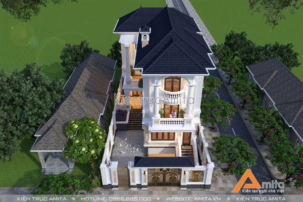 Mẫu biệt thự đẹp 4 tầng tân cổ điển (CĐT: Bà Hiền - Nghệ An) BT42265