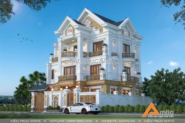 Mẫu biệt thự tân cổ điển 4 tầng (CĐT: Ông Cường - Bắc Ninh) BT42277