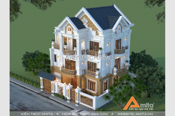 Mẫu biệt thự tân cổ điển 4 tầng (CĐT: Ông Cường - Bắc Ninh) BT42277
