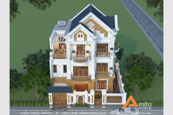 Mẫu biệt thự tân cổ điển 4 tầng (CĐT: Ông Cường - Bắc Ninh) BT42277
