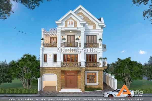 Mẫu biệt thự tân cổ điển 4 tầng (CĐT: Ông Cường - Bắc Ninh) BT42277