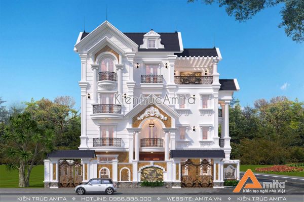 Thiết kế biệt thự 4 tầng kiến trúc Pháp BT42278