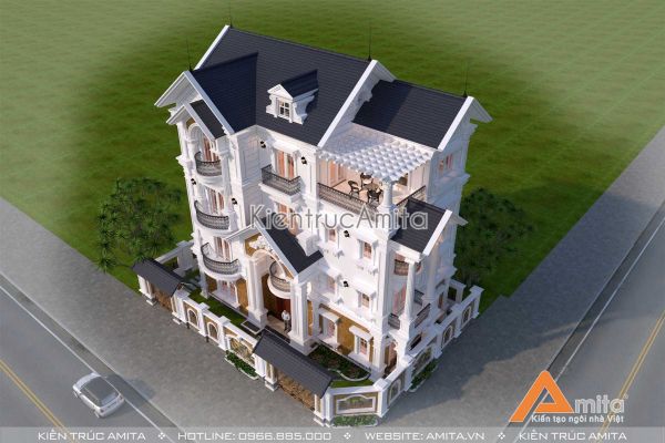 Thiết kế biệt thự 4 tầng kiến trúc Pháp BT42278