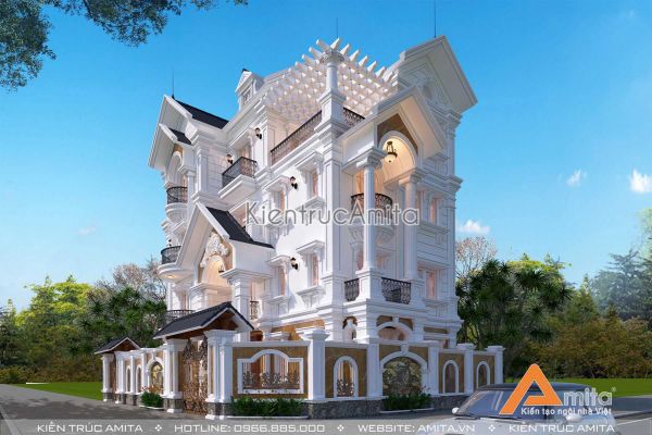 Thiết kế biệt thự 4 tầng kiến trúc Pháp BT42278
