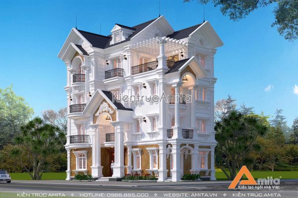 Thiết kế biệt thự 4 tầng kiến trúc Pháp BT42278