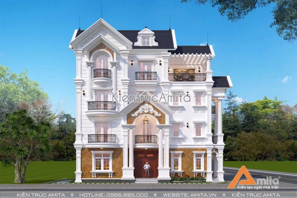 Thiết kế biệt thự 4 tầng kiến trúc Pháp BT42278