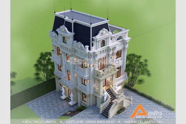 Mẫu lâu đài biệt thự cổ điển đẹp 4 tầng đẳng cấp BT43258