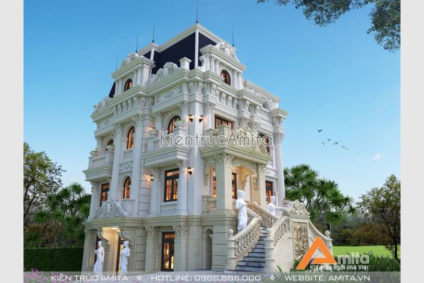 Mẫu lâu đài biệt thự cổ điển đẹp 4 tầng đẳng cấp BT43258