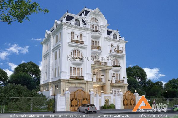 Thiết kế mẫu biệt thự tân cổ điển 5 tầng Kiểu Pháp  BT52006