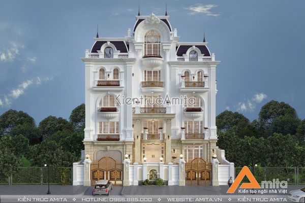 Thiết kế mẫu biệt thự tân cổ điển 5 tầng Kiểu Pháp  BT52006