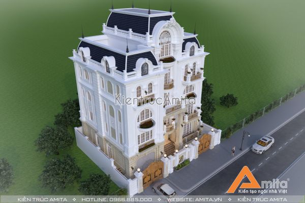 Thiết kế mẫu biệt thự tân cổ điển 5 tầng Kiểu Pháp  BT52006