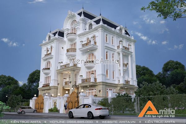 Thiết kế mẫu biệt thự tân cổ điển 5 tầng Kiểu Pháp  BT52006