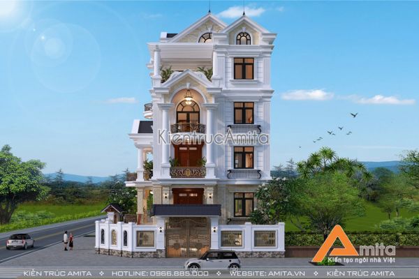 Thiết kế biệt thự 5 tầng tân cổ điển Pháp đẹp khác biệt BT52088
