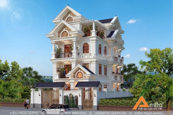 Nét mới lạ trong thiết kế biệt thự 5 tầng tân cổ điển BT52250